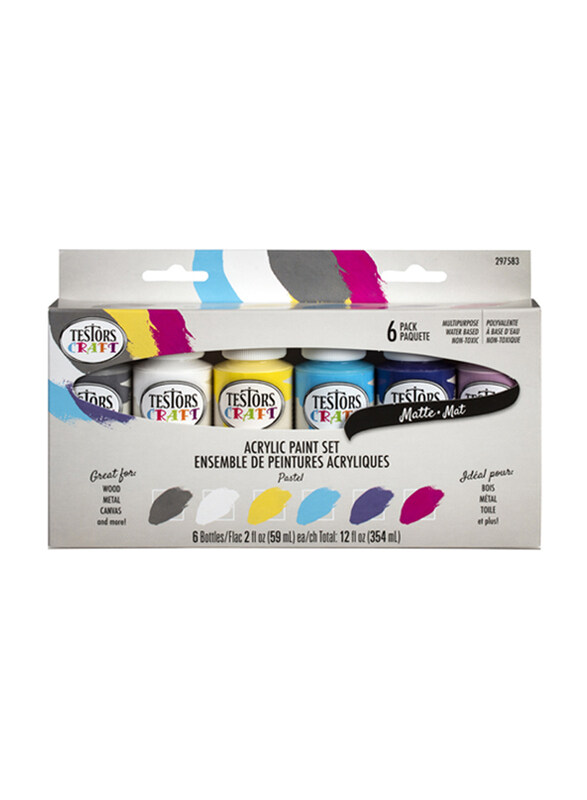 Testors Craft Acrylic Pastel Paint Sets, 6 Pack, Hazey, White, Sunshine Yellow, Island Breeze, Purple, Petal Pink
Testors Craft Acrylic Pastel Paint Sets, 6 Pack, Hazey, White, Sunshine Yellow, Island Breeze, Purple, Petal Pink