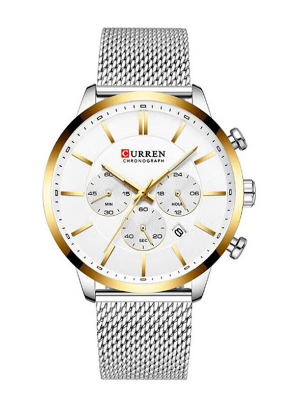 Curren Analog Watch for Men with Stainless Steel Band, Water Resistant and Chronograph, 8340, Silver-White
Curren Analog Watch for Men with Stainless Steel Band, Water Resistant and Chronograph, 8340, Silver-White