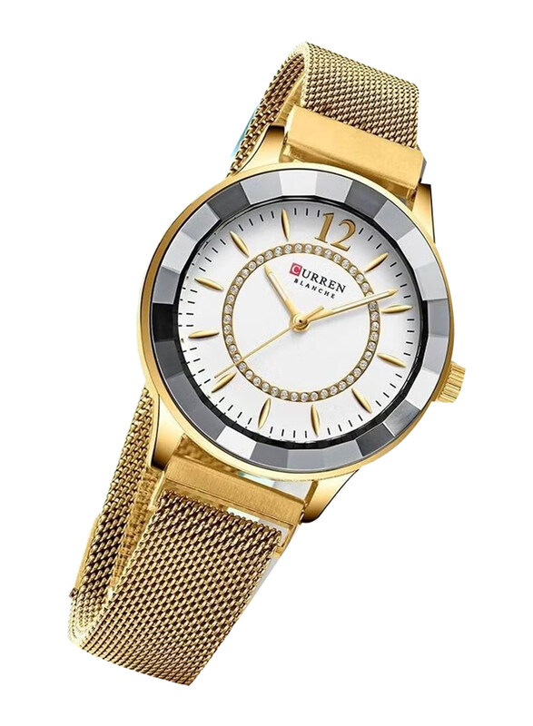 Curren Analog Watch for Women with Stainless Steel Band, Water Resistant, J4065GW-KM, Gold-White
Curren Analog Watch for Women with Stainless Steel Band, Water Resistant, J4065GW-KM, Gold-White