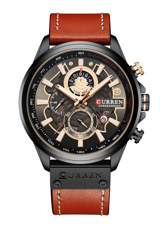 Curren Analog Watch for Men with Leather Band, Water Resistant and Chronography, 8380, Orange-Black
Curren Analog Watch for Men with Leather Band, Water Resistant and Chronography, 8380, Orange-Black