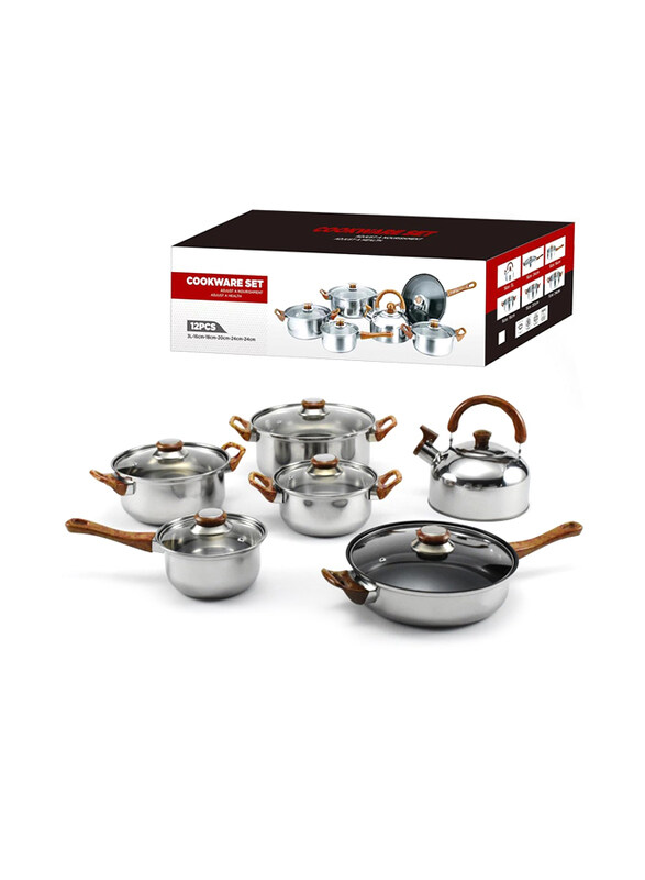 Generic 12-Piece Non-Stick Cookware set Cookware Sets Stainless Steel Stock Pots Frying Pans Milk Pot Lid Kits, 47 x 25 x 14 cm, Silver
Generic 12-Piece Non-Stick Cookware set Cookware Sets Stainless Steel Stock Pots Frying Pans Milk Pot Lid Kits, 47 x 25 x 14 cm, Silver