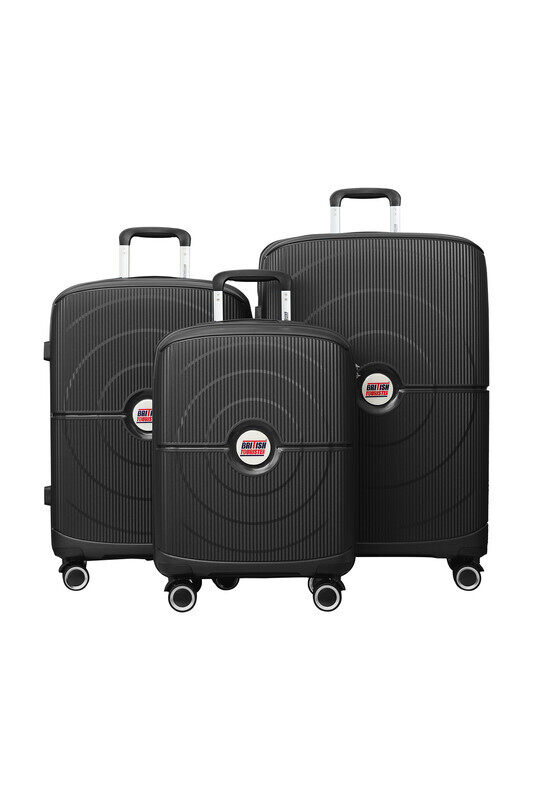 British Tourister 3 Piece Polypropelene Hardside Spinner Luggage Trolley Set 20/24/28 Inch Black
British Tourister 3 Piece Polypropelene Hardside Spinner Luggage Trolley Set 20/24/28 Inch Black