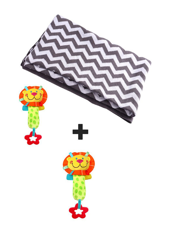 Moon Soft Stretchy Knitted Zig Zag Cotton Baby Swaddle + Lion Soft Rattle Toy, White/Grey
Moon Soft Stretchy Knitted Zig Zag Cotton Baby Swaddle + Lion Soft Rattle Toy, White/Grey
