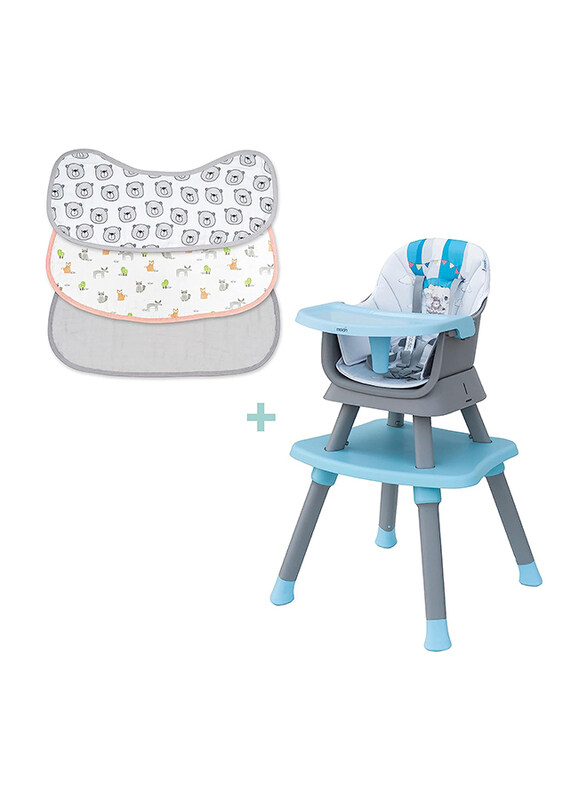 Moon High Chair & Organic Bear Forest 8-Layer Burpy Cloth, 4 Pieces, Multicolour
Moon High Chair & Organic Bear Forest 8-Layer Burpy Cloth, 4 Pieces, Multicolour