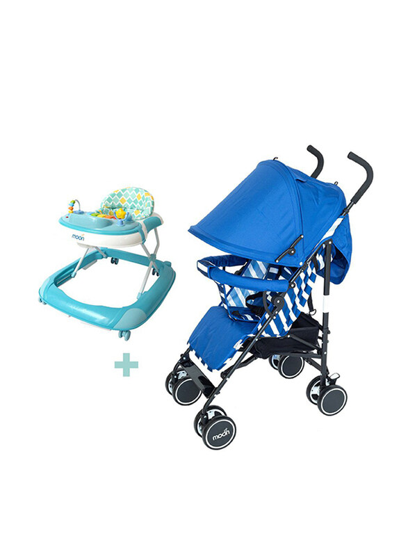 Moon Safari Ultra Light Weight Character Stroller with Stripes + Moon Muv Walker, Blue Dino
Moon Safari Ultra Light Weight Character Stroller with Stripes + Moon Muv Walker, Blue Dino
