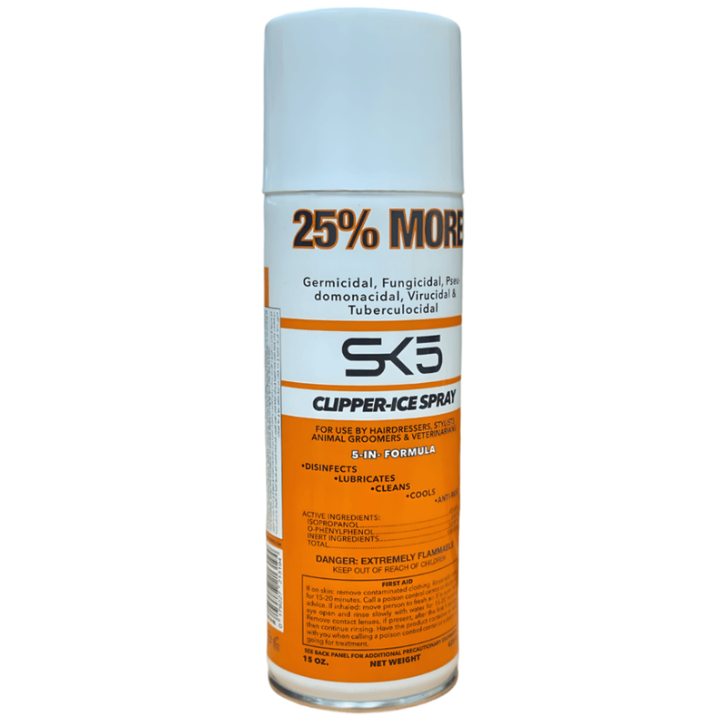 SK5 Clipper Ice Spray - 5-in-1 Barber Spray 15oz, Cooling & Lubrication for Hair Clippers & Trimmers
SK5 Clipper Ice Spray - 5-in-1 Barber Spray 15oz, Cooling & Lubrication for Hair Clippers & Trimmers