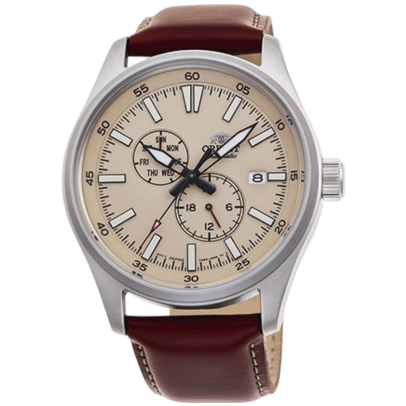 Orient Analog Watch for Men with Leather Band, Water Resistant and Chronograph, OW-RAAK0405Y, Brown-Beige
Orient Analog Watch for Men with Leather Band, Water Resistant and Chronograph, OW-RAAK0405Y, Brown-Beige