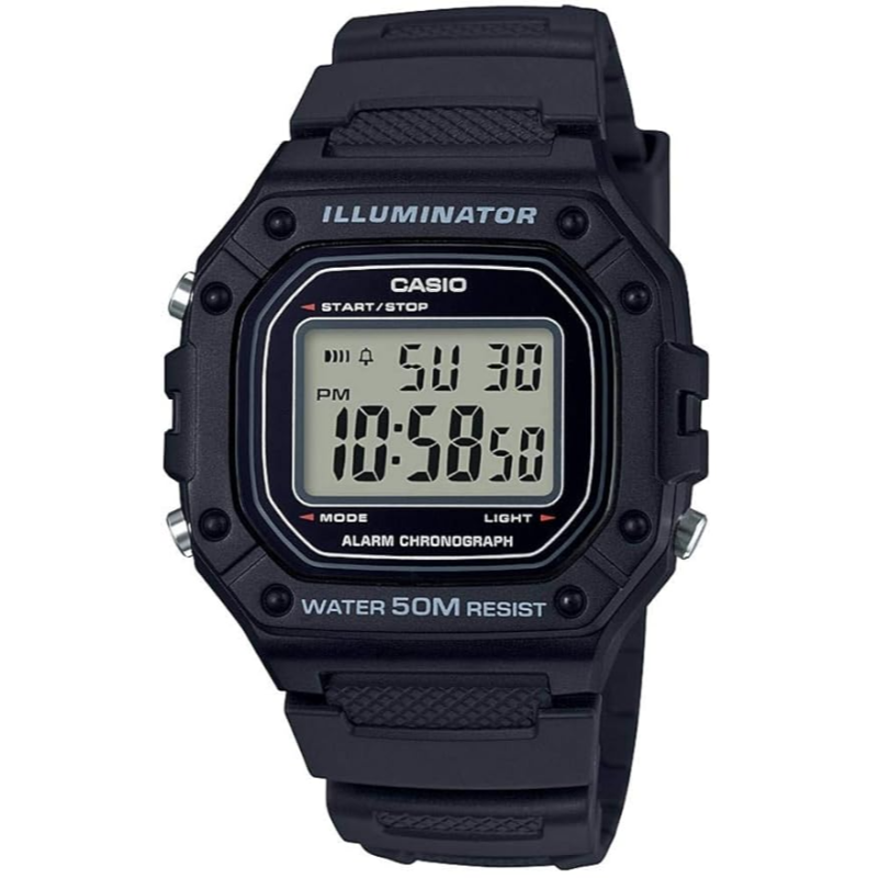Casio Standard Series Digital Watch for Men with Resin Band, Water Resistant, W-218H-1AVDF, Black-Black
Casio Standard Series Digital Watch for Men with Resin Band, Water Resistant, W-218H-1AVDF, Black-Black