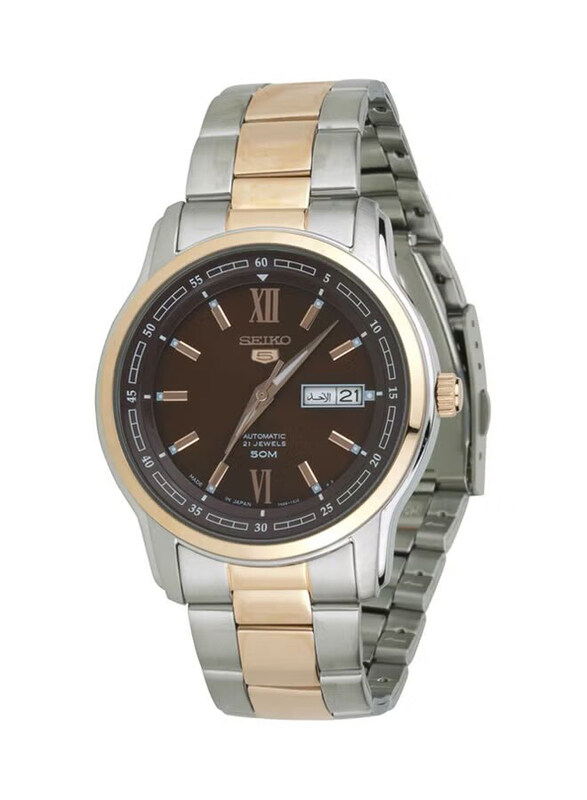 Seiko Analog Watch for Men with Stainless Steel Band, Water Resistant, SNKP18J, Silver/Gold-Brown
Seiko Analog Watch for Men with Stainless Steel Band, Water Resistant, SNKP18J, Silver/Gold-Brown