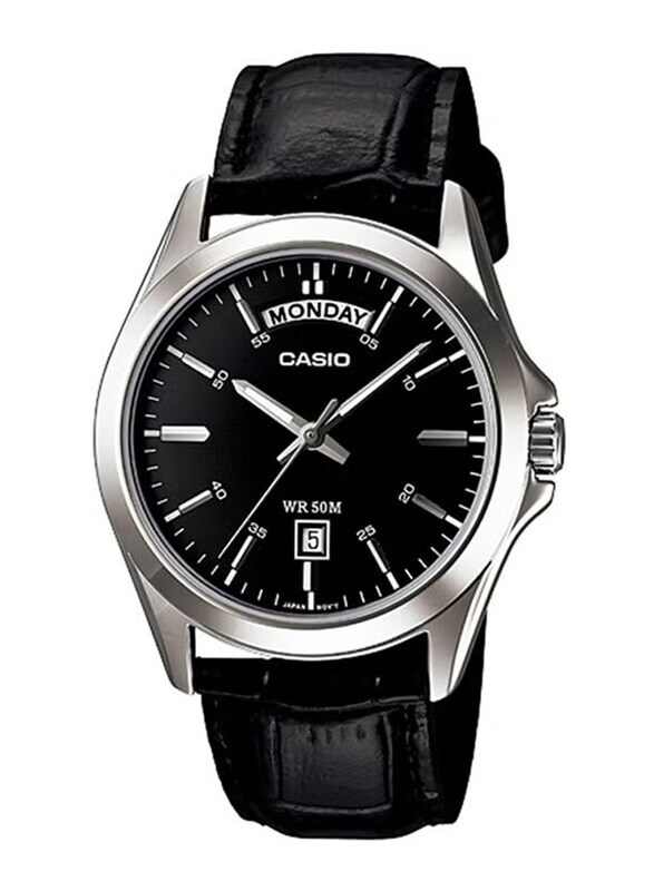 Casio Enticer Series Analog Quartz Watch for Men with Leather Band, Water Resistant, MTP-1370L-1AVDF, Black/Silver
Casio Enticer Series Analog Quartz Watch for Men with Leather Band, Water Resistant, MTP-1370L-1AVDF, Black/Silver