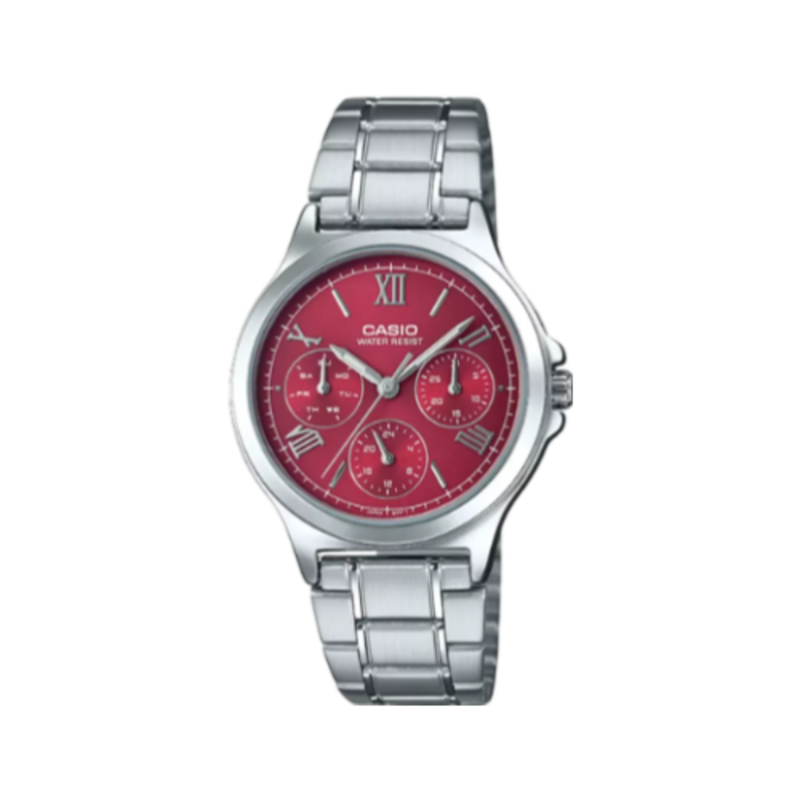 Casio Analog Watch for Women with Stainless Steel Band, Water Resistant and Chronograph, LTP-V300D-4A2UDF, Silver-Red
Casio Analog Watch for Women with Stainless Steel Band, Water Resistant and Chronograph, LTP-V300D-4A2UDF, Silver-Red