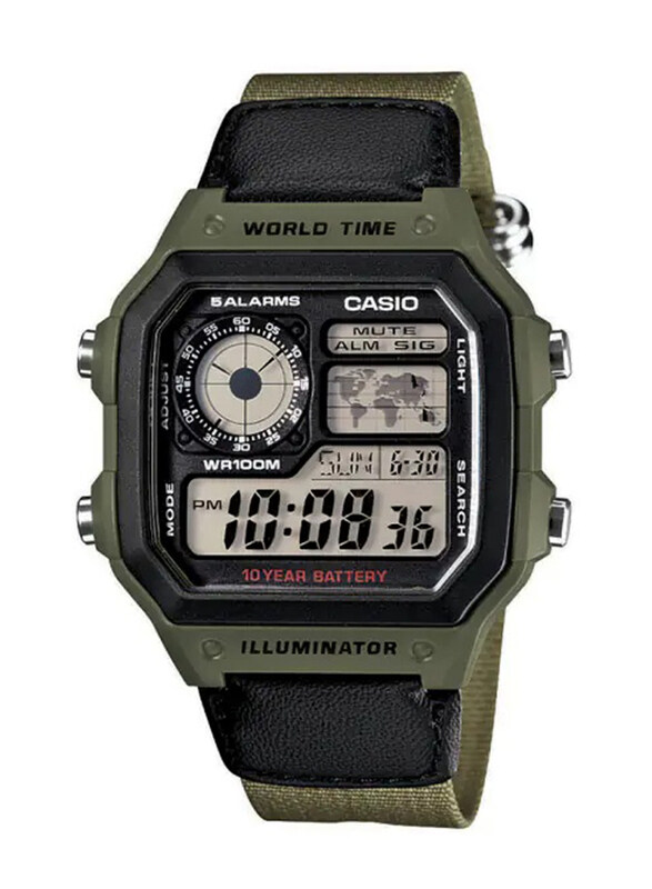 Casio Youth Digital Watch for Men with Resin Band, Water Resistant, AE-1200WH-1AV, Green-Black
Casio Youth Digital Watch for Men with Resin Band, Water Resistant, AE-1200WH-1AV, Green-Black