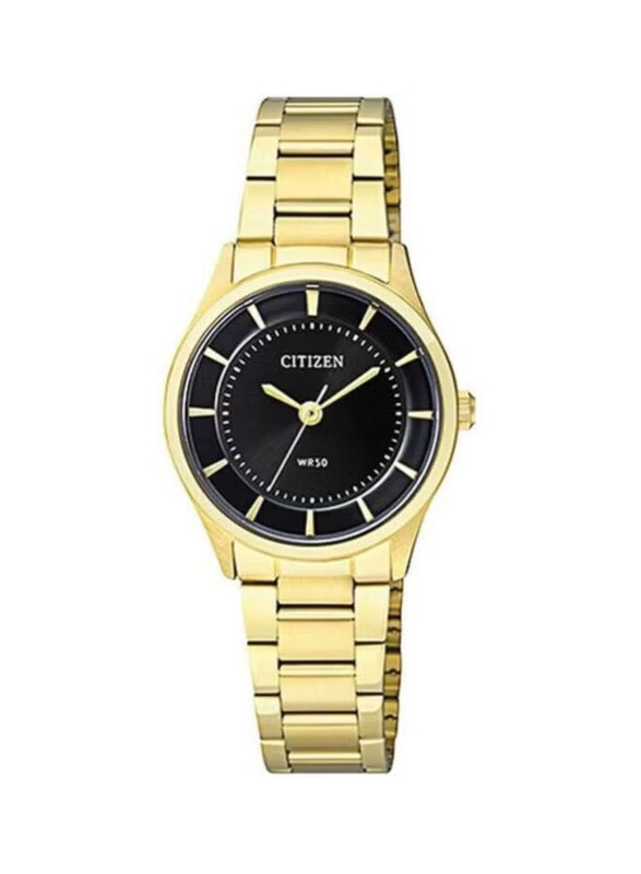 Citizen Analog Watch for Women with Stainless Steel Band, Water Resistant, ER0202-53E, Gold-Black
Citizen Analog Watch for Women with Stainless Steel Band, Water Resistant, ER0202-53E, Gold-Black