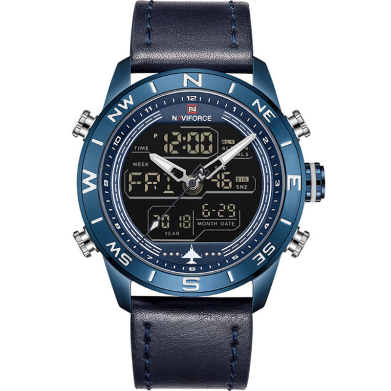 Naviforce Analog/Digital Watch for Men with Leather Band, Water Resistant, 9144, Blue-Black
Naviforce Analog/Digital Watch for Men with Leather Band, Water Resistant, 9144, Blue-Black