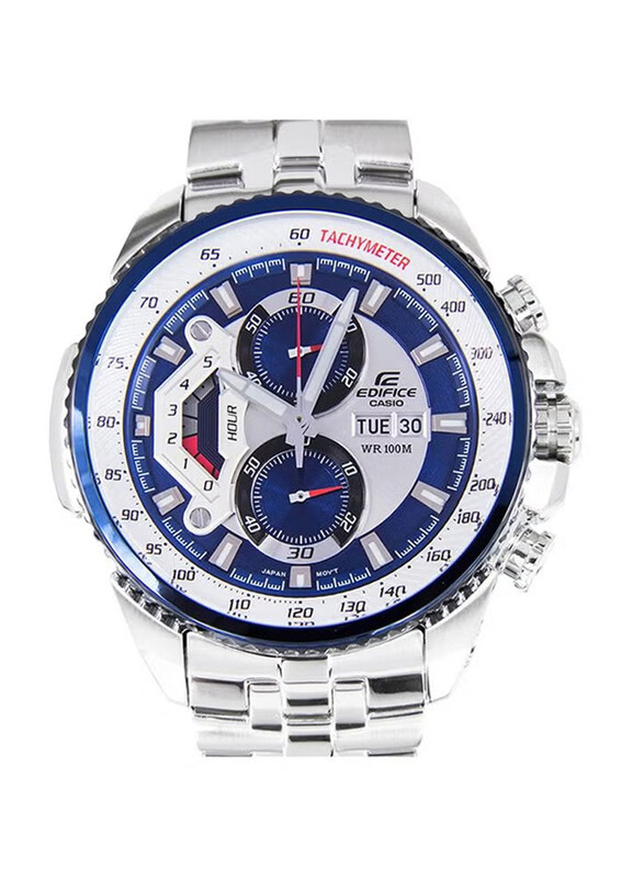 Casio Edifice Analog Watch for Men with Stainless Steel Band, Water Resistant, EF-558D-2AV, Silver-Silver/Blue
Casio Edifice Analog Watch for Men with Stainless Steel Band, Water Resistant, EF-558D-2AV, Silver-Silver/Blue