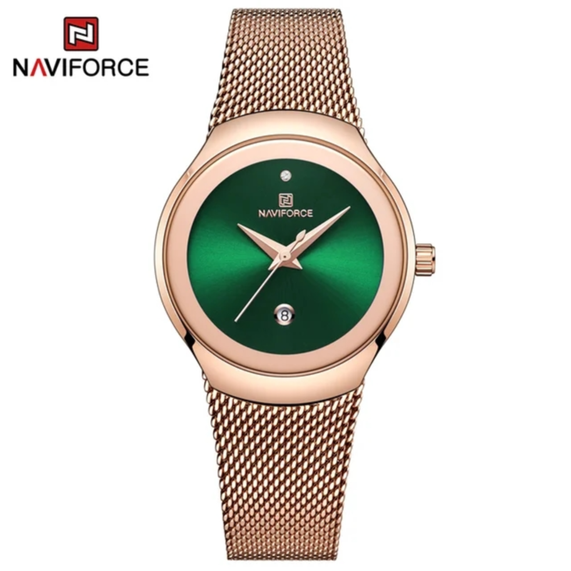 Naviforce Analog Watch for Women with Stainless Steel Band, Water Resistant, 5004, Rose Gold-Green
Naviforce Analog Watch for Women with Stainless Steel Band, Water Resistant, 5004, Rose Gold-Green