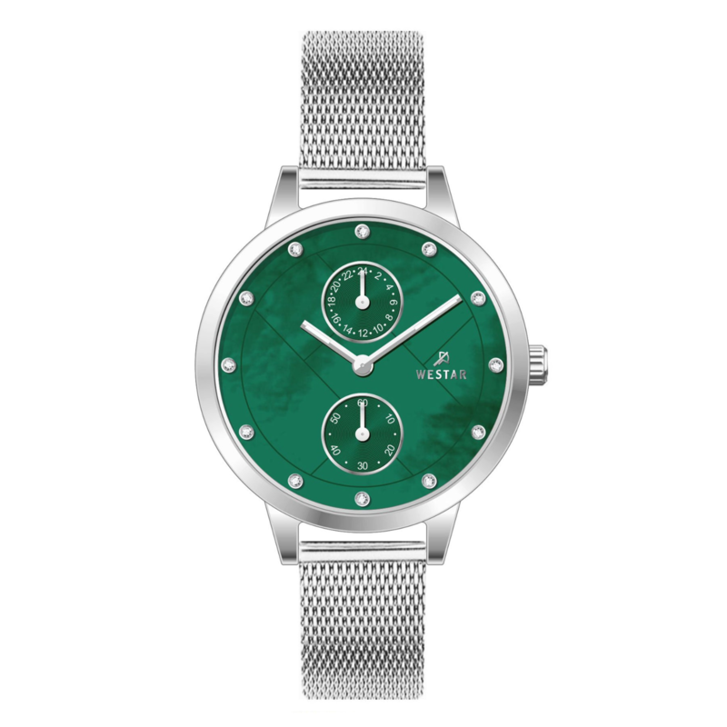 Westar Analog Watch for Women with Stainless Steel Band, Water Resistant and Chronograph, 00161STN115, Silver-Green
Westar Analog Watch for Women with Stainless Steel Band, Water Resistant and Chronograph, 00161STN115, Silver-Green