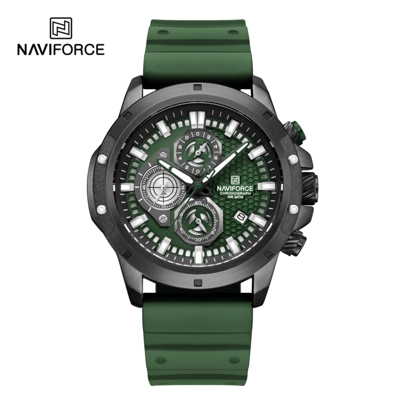 Naviforce Analog Watch for Men with Silicone Band, Water Resistant and Chronograph, NF8036, Green-Multicolour
Naviforce Analog Watch for Men with Silicone Band, Water Resistant and Chronograph, NF8036, Green-Multicolour