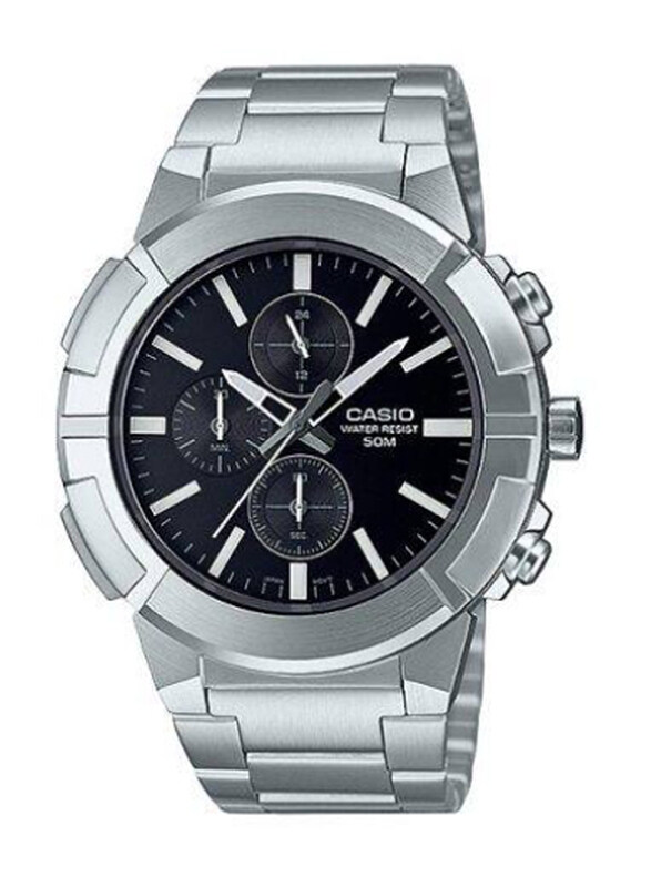 Casio Enticer Men Analog Watch for Men with Stainless Steel Band, Water Resistant and Chronograph, MTP-E501D-1AVDF, Silver-Black
Casio Enticer Men Analog Watch for Men with Stainless Steel Band, Water Resistant and Chronograph, MTP-E501D-1AVDF, Silver-Black