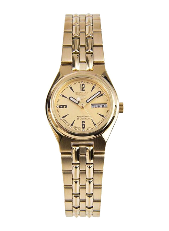 Seiko Series 5 Analog Wrist Watch for Women with Stainless Steel Band, Water Resistant, SYMA24J, Gold
Seiko Series 5 Analog Wrist Watch for Women with Stainless Steel Band, Water Resistant, SYMA24J, Gold