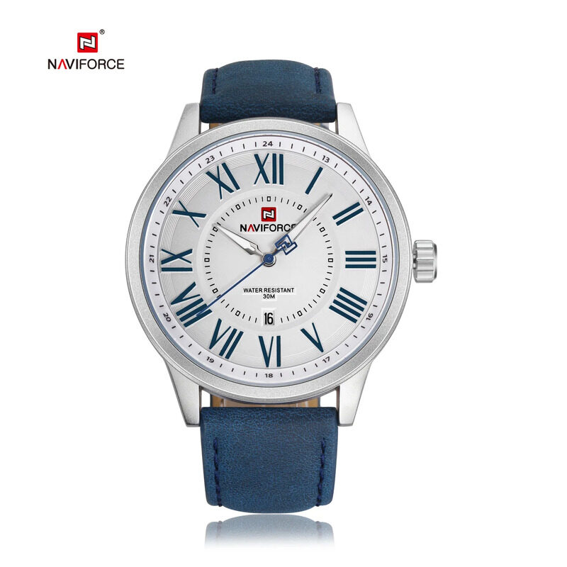 Naviforce Analog Watch for Men with Leather Band, Water Resistant, NF9126, Blue-White
Naviforce Analog Watch for Men with Leather Band, Water Resistant, NF9126, Blue-White