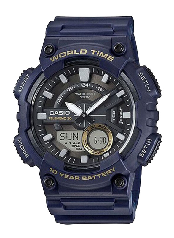 Casio Youth Analog + Digital Wrist Watch for Men with Resin Band, Water Resistant, AEQ-110W-2A, Navy Blue-Black
Casio Youth Analog + Digital Wrist Watch for Men with Resin Band, Water Resistant, AEQ-110W-2A, Navy Blue-Black