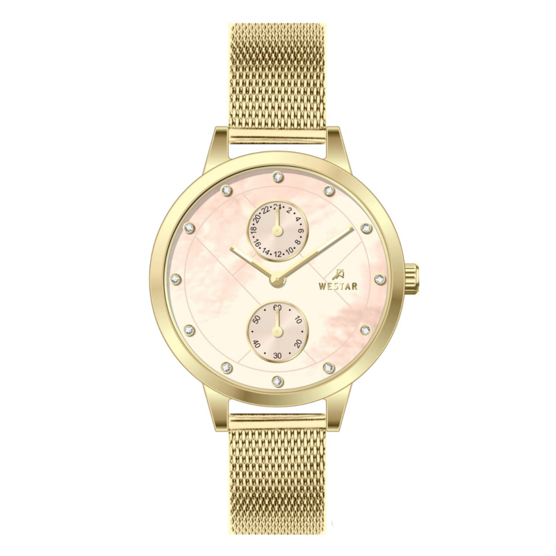 Westar Analog Watch for Women with Stainless Steel Band, Water Resistant and Chronograph, 00161GPN119, Gold-Pink
Westar Analog Watch for Women with Stainless Steel Band, Water Resistant and Chronograph, 00161GPN119, Gold-Pink
