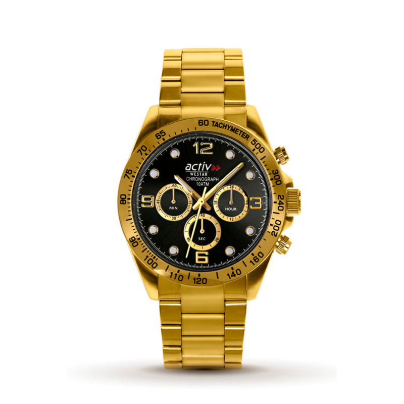 Westar Analog Watch for Men with Stainless Steel Band, Water Resistant and Chronograph, 90272GPN103, Gold-Black
Westar Analog Watch for Men with Stainless Steel Band, Water Resistant and Chronograph, 90272GPN103, Gold-Black
