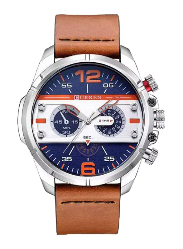 Curren Analog Watch for Men with Leather Band, Water Resistant and Chronograph, 8259, Brown-Blue
Curren Analog Watch for Men with Leather Band, Water Resistant and Chronograph, 8259, Brown-Blue