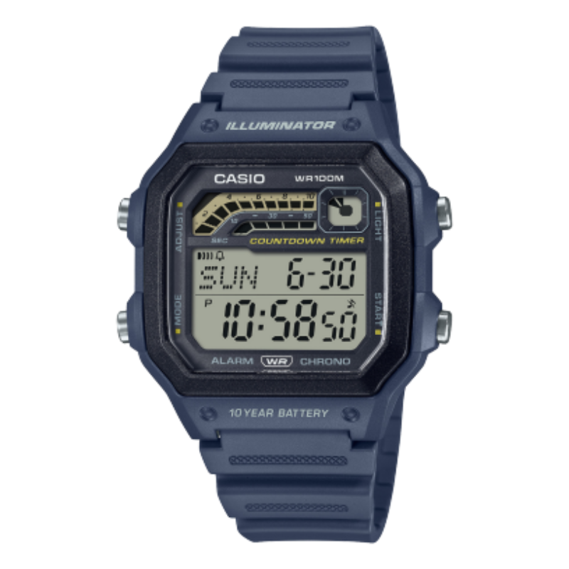 Casio Youth Digital Watch for Men with Resin Band, Water Resistant, WS-1600H-2AVDF, Blue-Transparent
Casio Youth Digital Watch for Men with Resin Band, Water Resistant, WS-1600H-2AVDF, Blue-Transparent