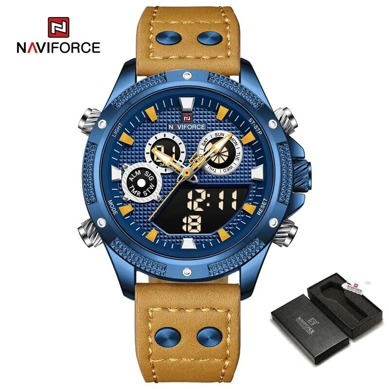 Naviforce Analog/Digital Watch for Men with Leather Genuine Band, Water Resistant and Chronograph, 9224, Beige-Blue
Naviforce Analog/Digital Watch for Men with Leather Genuine Band, Water Resistant and Chronograph, 9224, Beige-Blue