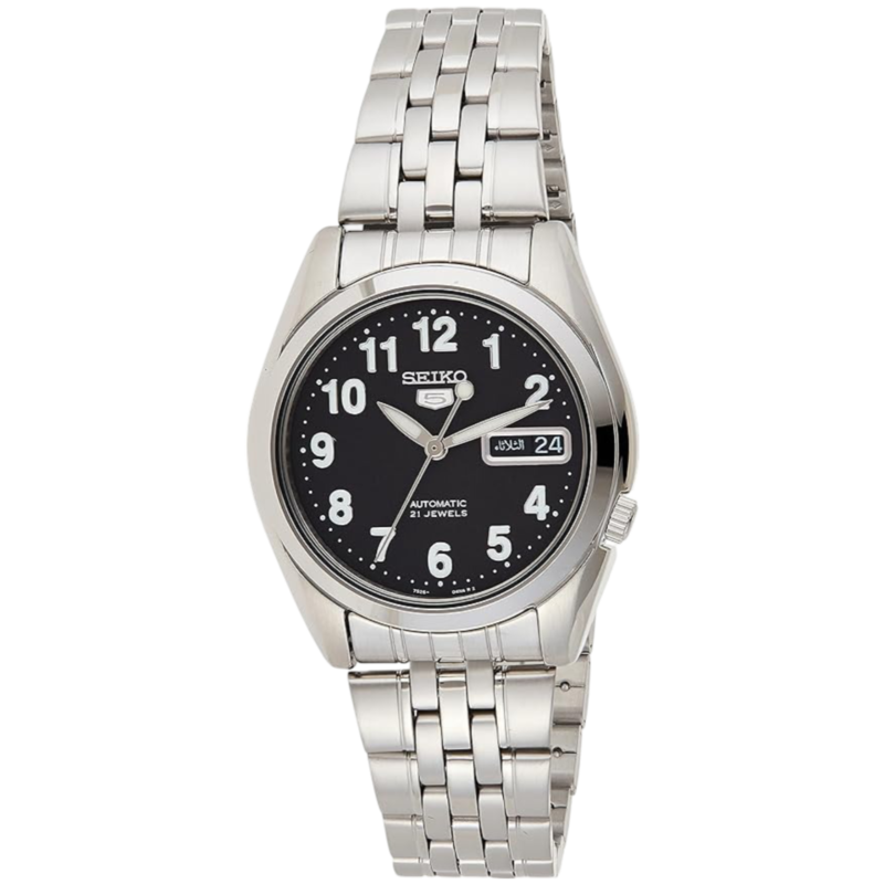 Seiko 5 Automatic Analog Watch for Men with Stainless Steel Band, Water Resistant, SNK381K1, Silver-Black
Seiko 5 Automatic Analog Watch for Men with Stainless Steel Band, Water Resistant, SNK381K1, Silver-Black