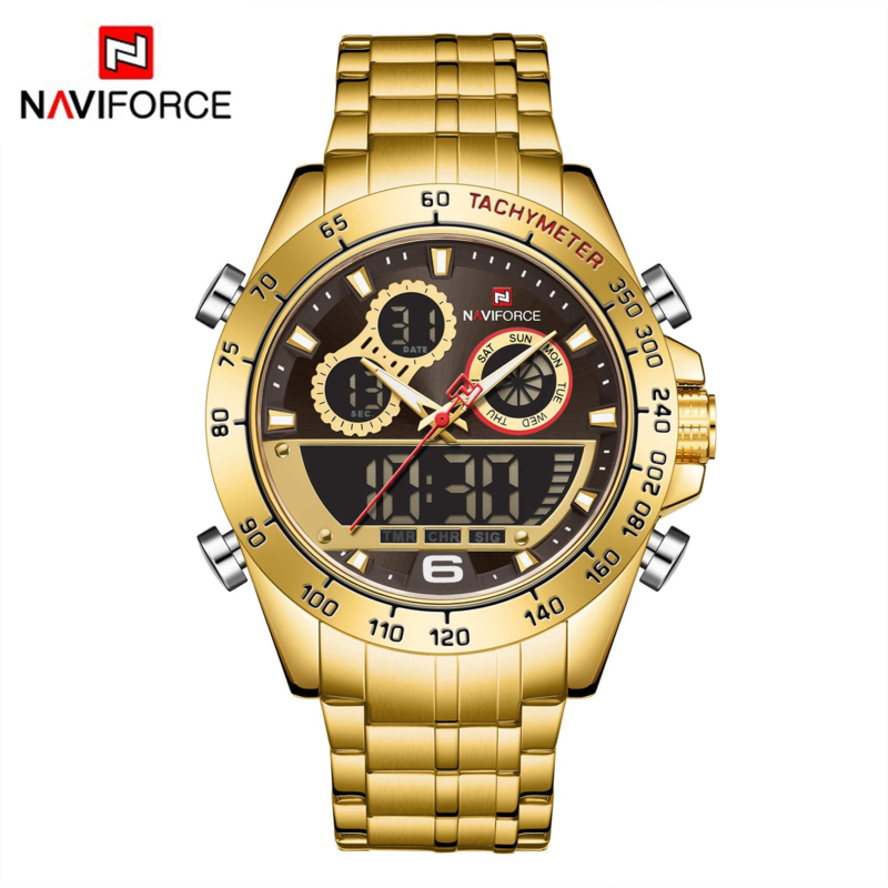 Naviforce Analog/Digital Watch for Men with Stainless Steel Band, Water Resistant and Chronograph, NF9188, Gold-Black
Naviforce Analog/Digital Watch for Men with Stainless Steel Band, Water Resistant and Chronograph, NF9188, Gold-Black