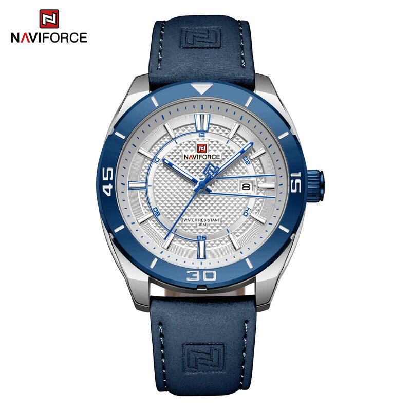 Naviforce Analog Watch for Men with Leather Band, Water Resistant, NF9209, Blue-White
Naviforce Analog Watch for Men with Leather Band, Water Resistant, NF9209, Blue-White