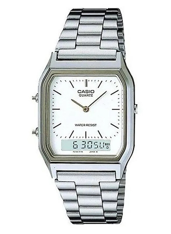 Casio Vintage Series Analog + Digital Watch for Men with Stainless Steel Band, Water Resistant, AQ230A-7, White-Silver
Casio Vintage Series Analog + Digital Watch for Men with Stainless Steel Band, Water Resistant, AQ230A-7, White-Silver