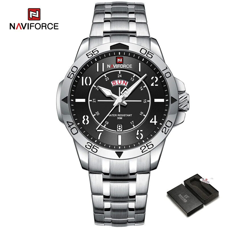 Naviforce Analog Watch for Men with Stainless Steel Band, Water Resistant, NF9204S, Silver-Black
Naviforce Analog Watch for Men with Stainless Steel Band, Water Resistant, NF9204S, Silver-Black
