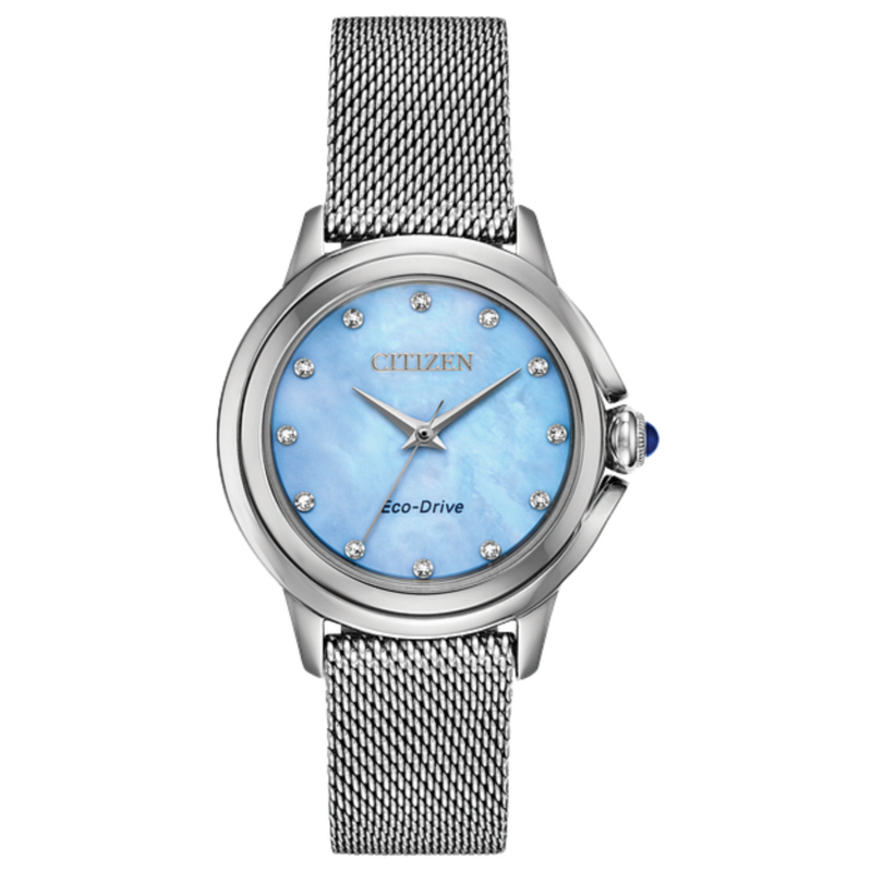 Citizen Analog Watch for Women with Stainless Steel Band, Water Resistant, EM07G0-55N, Silver-Blue
Citizen Analog Watch for Women with Stainless Steel Band, Water Resistant, EM07G0-55N, Silver-Blue