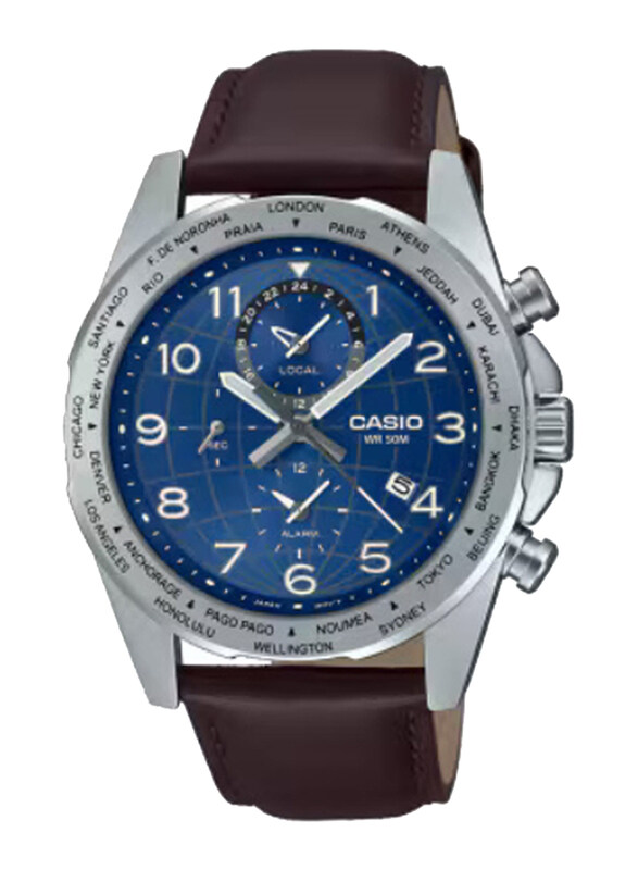 Casio Standard Series Analog Watch for Men with Leather Band, Water Resistant and Chronograph, MTP-W500L-2AVDF, Brown-Blue
Casio Standard Series Analog Watch for Men with Leather Band, Water Resistant and Chronograph, MTP-W500L-2AVDF, Brown-Blue