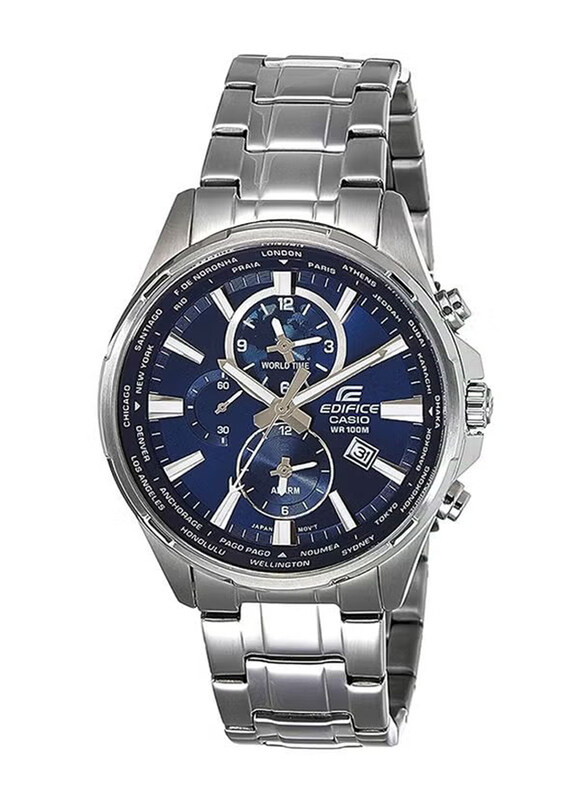 Casio Edifice Analog Watch for Men with Stainless Steel Band, Water Resistant and Chronograph, EFR-304D-2AV, Silver-Blue
Casio Edifice Analog Watch for Men with Stainless Steel Band, Water Resistant and Chronograph, EFR-304D-2AV, Silver-Blue
