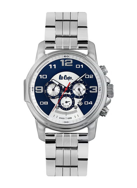 Lee Cooper Analog Watch for Men with Metal Band, Chronograph, LC06526.390, Silver/Silver-Blue
Lee Cooper Analog Watch for Men with Metal Band, Chronograph, LC06526.390, Silver/Silver-Blue