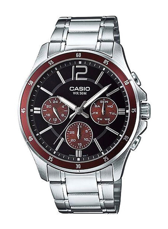 Casio Analog Watch for Men with Stainless Steel Band, Water Resistant and Chronograph, MTP-1374D-5AVDF, Silver-Black
Casio Analog Watch for Men with Stainless Steel Band, Water Resistant and Chronograph, MTP-1374D-5AVDF, Silver-Black