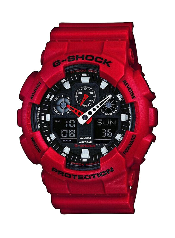 G-Shock Analog + Digital Wrist Watch for Men with Rubber Band, Water Resistant and Chronograph, GA-100B-4ADR, Red-Black
G-Shock Analog + Digital Wrist Watch for Men with Rubber Band, Water Resistant and Chronograph, GA-100B-4ADR, Red-Black