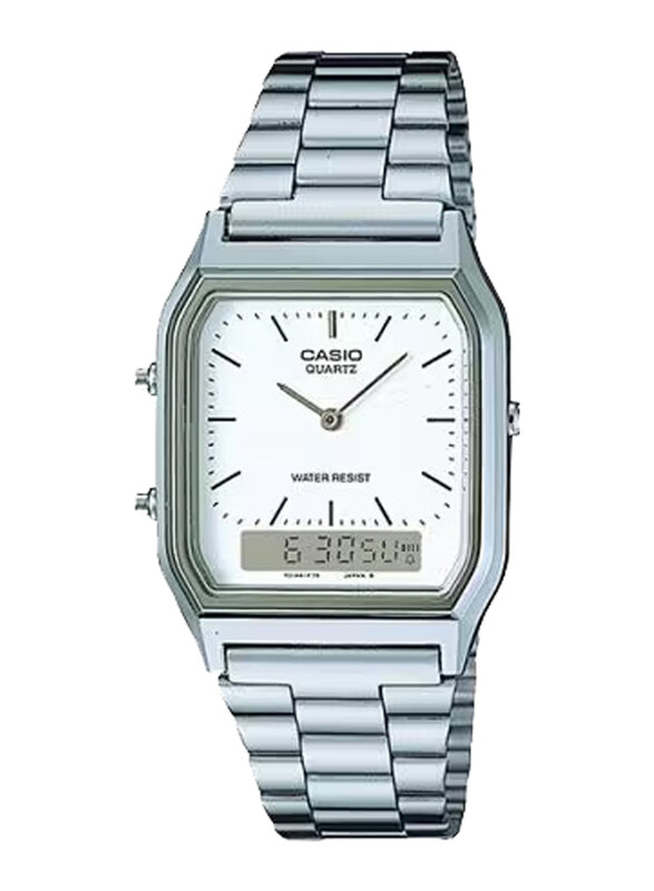 Casio Analog/Digital Unisex Watch with Stainless Steel Band, Water Resistant, AQ-230A-7DMQ, Silver-White
Casio Analog/Digital Unisex Watch with Stainless Steel Band, Water Resistant, AQ-230A-7DMQ, Silver-White
