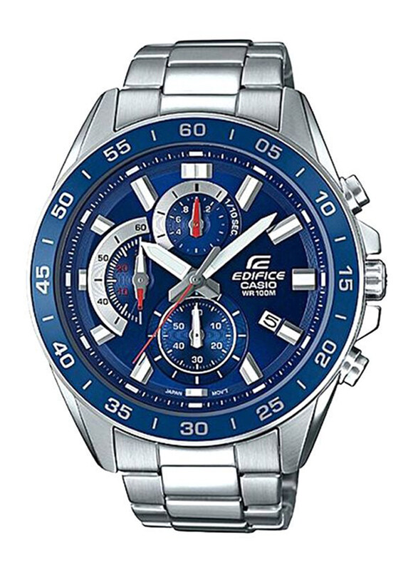 Casio Edifice Analog Watch for Men with Stainless Steel Band, Water Resistant & Chronograph, EFV-550D-2AVUDF, Silver-Blue
Casio Edifice Analog Watch for Men with Stainless Steel Band, Water Resistant & Chronograph, EFV-550D-2AVUDF, Silver-Blue