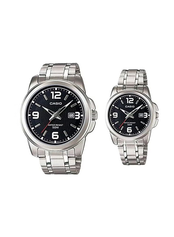 Casio Enticer Analog Quartz Couple Unisex Watch Set with Stainless Steel Band, Water Resistant, 2 Pieces, MTP/LTP-1314D-1A, Silver/Black
Casio Enticer Analog Quartz Couple Unisex Watch Set with Stainless Steel Band, Water Resistant, 2 Pieces, MTP/LTP-1314D-1A, Silver/Black