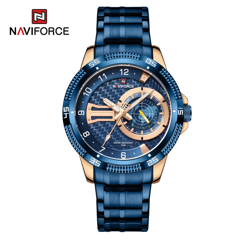 Naviforce Analog Watch for Men with Stainless Steel Band, Water Resistant and Chronograph, NF9206, Blue-Blue
Naviforce Analog Watch for Men with Stainless Steel Band, Water Resistant and Chronograph, NF9206, Blue-Blue