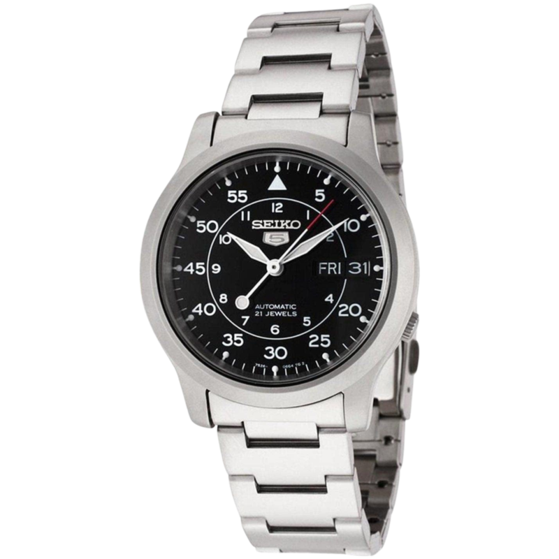 Seiko 5 Automatic Analog Watch for Men with Stainless Steel Band, Water Resistant, SNK809K1, Silver-Black
Seiko 5 Automatic Analog Watch for Men with Stainless Steel Band, Water Resistant, SNK809K1, Silver-Black