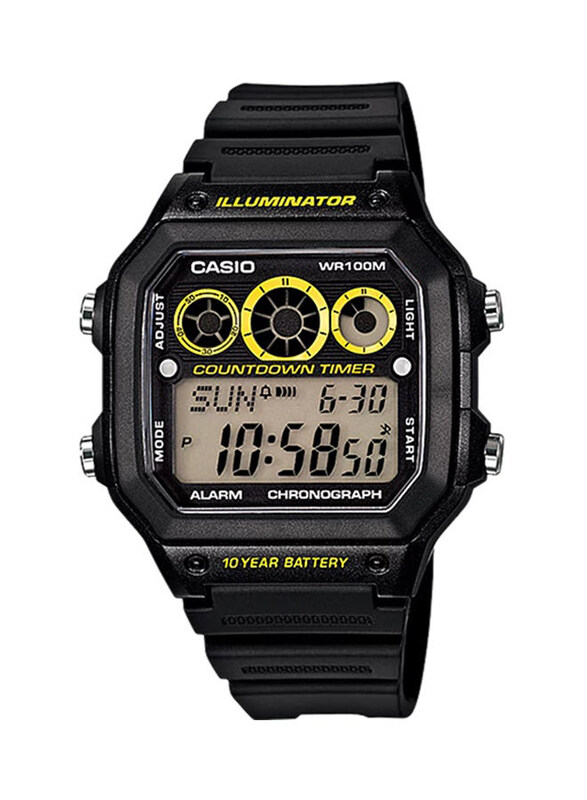 Casio Youth Digital Watch for Men with Resin Band, Water Resistant and Chronograph, AE-1300WH-1AV, Black-Grey/Black
Casio Youth Digital Watch for Men with Resin Band, Water Resistant and Chronograph, AE-1300WH-1AV, Black-Grey/Black