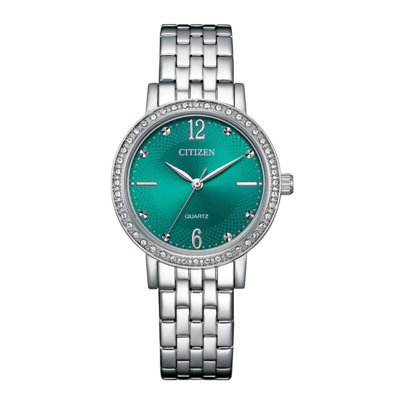 Citizen Analog Watch for Women with Stainless Steel Band, Water Resistant, EL3100-55Z, Silver-Green
Citizen Analog Watch for Women with Stainless Steel Band, Water Resistant, EL3100-55Z, Silver-Green