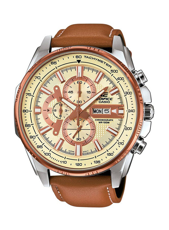 Casio Edifice Analog Wrist Watch for Men with Leather Band, Water Resistant and Chronograph, EFR-549L-7AVUDF, Brown-Yellow
Casio Edifice Analog Wrist Watch for Men with Leather Band, Water Resistant and Chronograph, EFR-549L-7AVUDF, Brown-Yellow